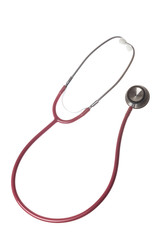 Pink medical stethoscope, isolated on white background