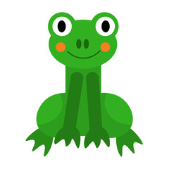 Cartoon happy frog in flat style isolated on white background. Vector illustration. 