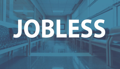 Jobless theme with a medical office reception waiting room background