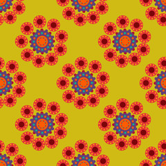 Colorful abstract round geo seamless pattern. Polka dot geometric background. Vector illustration. 