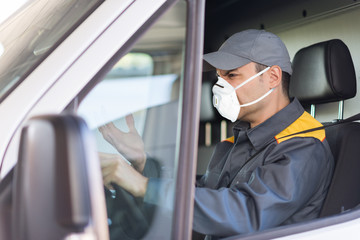 Angry driver wearing a coronavirus mask