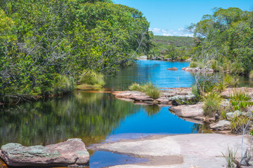Fototapeta premium chapada diamantina river and blue sky