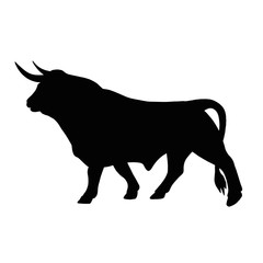 Bull icon. Black silhouette of a buffalo 