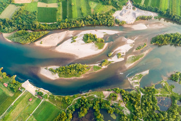 Drone view of river Drina