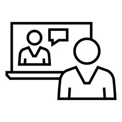 Video conference, online meeting. Video chat line icon.