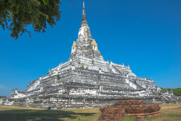 ruins of ayutthaya temple ancient city kingdom of siam with blue sky in southeast asia thailand...