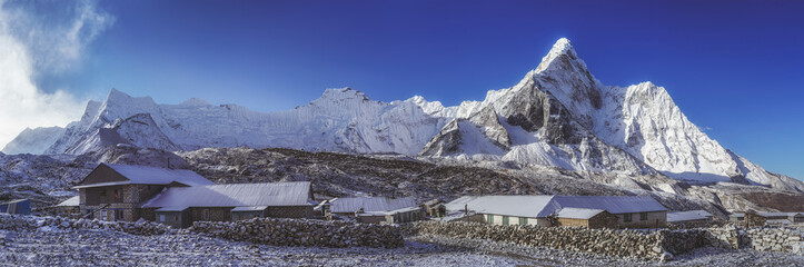 Chukhung and mount Ama Dablam in Himalayas south of Mount Everest.