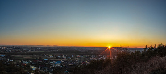 Sunset over the Ukrainian city