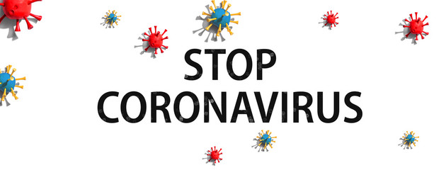 Obraz premium Stop Coronavirus theme with virus craft objects - flat lay