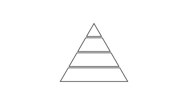 Black line Business pyramid chart infographics icon isolated on white background. Pyramidal stages graph elements. 4K Video motion graphic animation