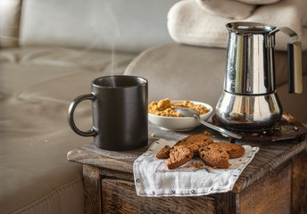Snack with coffee and cookies
