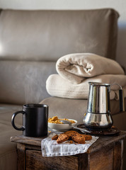 Snack with coffee and cookies