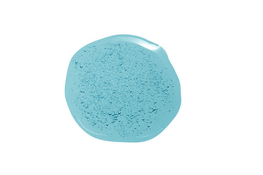 Blue serum texture. Clear liquid gel with bubbles swatch isolated on white background