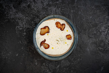 assorted fruit plate on dark background