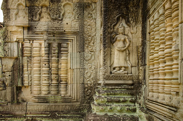 Hindu apsara dancer sculpture in Angkor Wat, Siem Reap, Cambodia