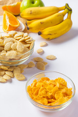 cereals with milk on white background