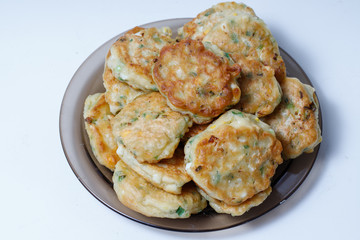 Fried pastry with egg and green onion