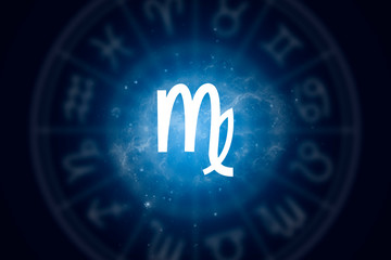 Zodiac sign Virgo on a background of the starry sky. Illustration for horoscope