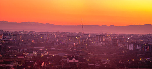 Sunset over the Ukrainian city