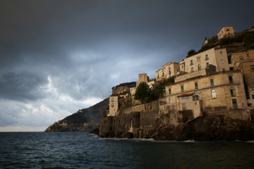 Fototapeta na wymiar First stormy light on the Amalfi Coast