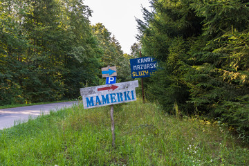 Sing indicating the mamerki bunker, Mazury ,Poland.