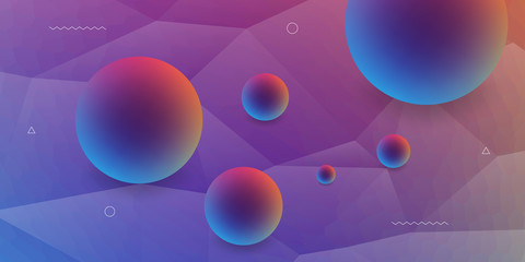 Modern abstract background with triangles mosaic and rounds elements and colorful shiny gradient with a digital technology theme.