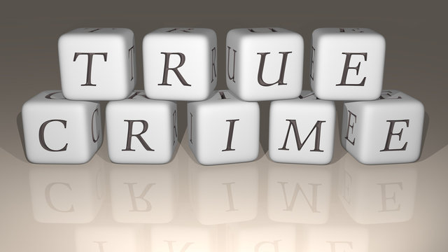 combination of True Crime built by cubic letters from the top perspective, excellent for the concept presentation
