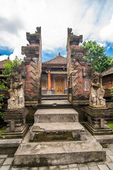 Bali, Indonesia - February, 2020: Pura Tirta Empul temple. Architecture of traditional balinese temples. The most famous temple on the island of Bali