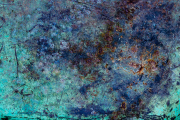 Metal Rusted Turquoise Blue Orange Texture Background 