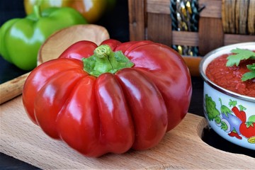 Red pepper background for use in making tomato paste