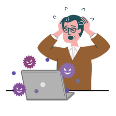 男性　主夫　パソコン　ウイルス