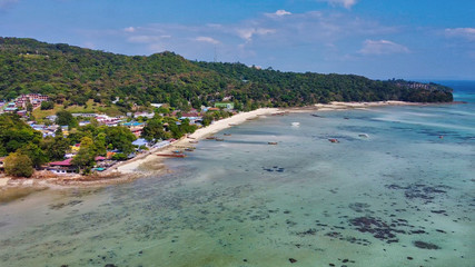 Aerial view of Phi Phi Island Port and Tonsai Pier, Thailand