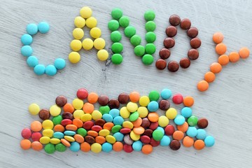 colorful candies on white background