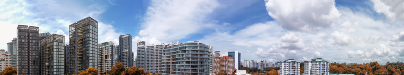 Fototapeta premium Panoramic aerial view of Emerald Hill area in Singapore