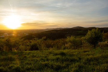 sunset in the nature at spring time