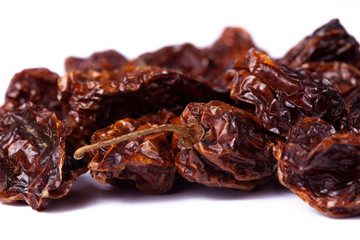Habanero Chilli dry Mexican superhot pepper pod in white