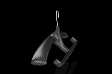 Hanger for drying a wetsuit on a black background. 3D render