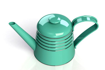 Enamelled metal teapot for making fresh tea. 3D render