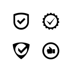 Set of guarantee glyph icon design. Badge guaranteed icon design. Secure check list illustration vector. Black glyph vector icon.