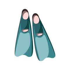 Rubber flippers for swimming, top view. Design element on the theme of diving, tourism and recreation at sea. Vector Illustration in cartoon style isolated on white background.