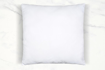 Throw Pillow Mockup on Elegant White Marble Background