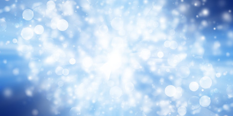 white bokeh blur background / Circle light on blue background / abstract light background