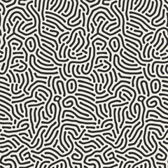Obraz premium Vector seamless black and white wavy organic rounded shapes pattern. Abstract background