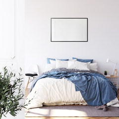Frame mockup in scandinavian interior. Interior mockup. 3d rendering, 3d illustration  © Yuri-U