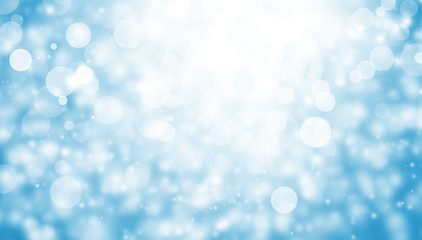 white bokeh blur background / Circle light on blue background / abstract light background