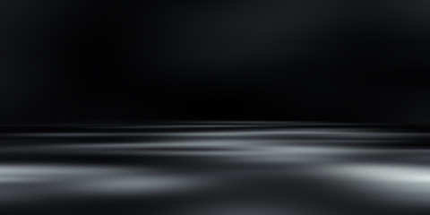 Dark black studio room with spotlight backdrop wallpaper, blank perspective for show or display your product montage or artwork. 