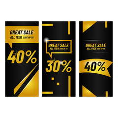 Collection of golden sales banner for business advertising and promotion