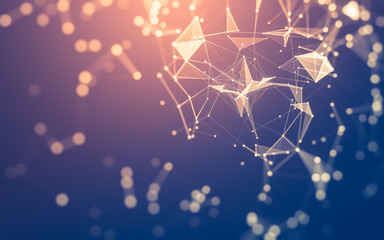 Abstract background. Molecules technology with polygonal shapes, connecting dots and lines....