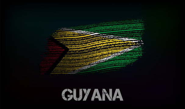 Flag of the Guyana. Vector illustration in grunge style with cracks and abrasions. Good image for print