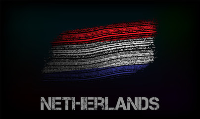 Fototapeta premium Flag of the Netherlands. Vector illustration in grunge style with cracks and abrasions. Good image for print